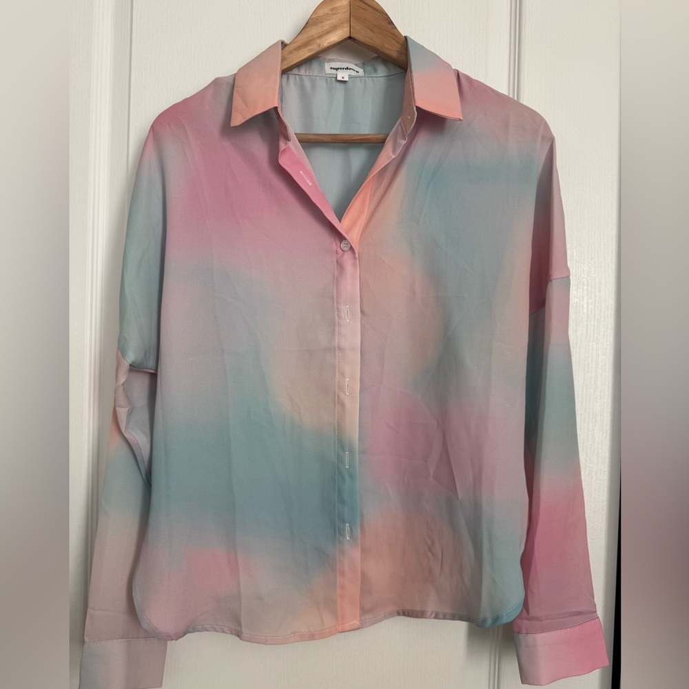 Revolve Superdown Miranda Button-up Shirt in Ombré- size small